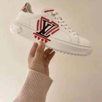 Louis Vuitton Women LV Crafty Time Out Sneaker Printed Calf Leather Red