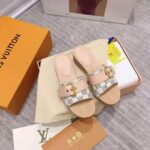 Louis Vuitton Women Lock It Flat Mule Damier Azur Canvas and Calf Leather - Imagen 4
