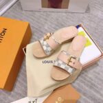 Louis Vuitton Women Lock It Flat Mule Damier Azur Canvas and Calf Leather - Imagen 3