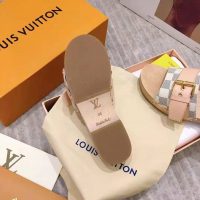 Louis Vuitton Women Lock It Flat Mule Damier Azur Canvas and Calf Leather