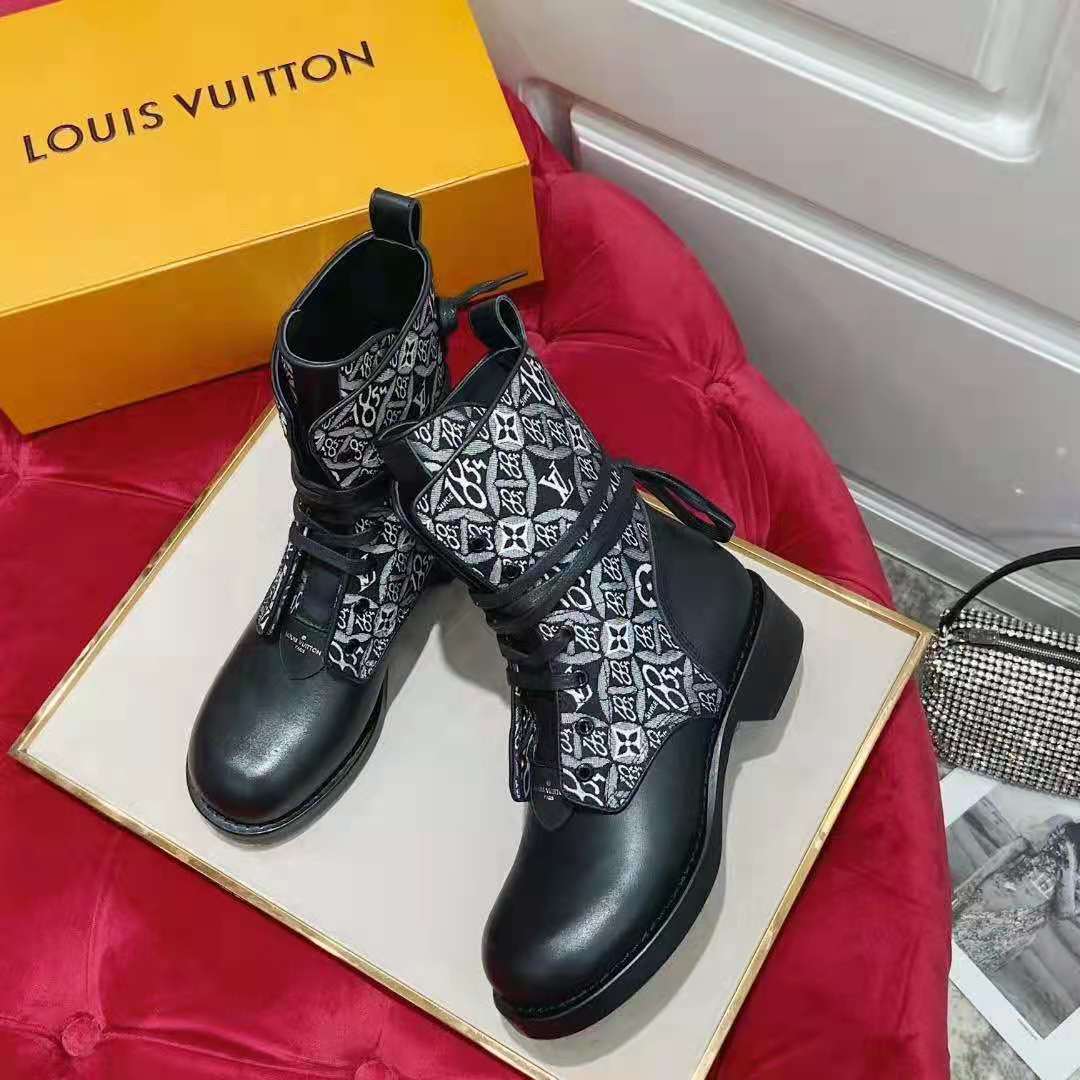 Louis Vuitton Jacquard Since 1854 Metropolis Flat Ranger Boots Sz 37 NIB
