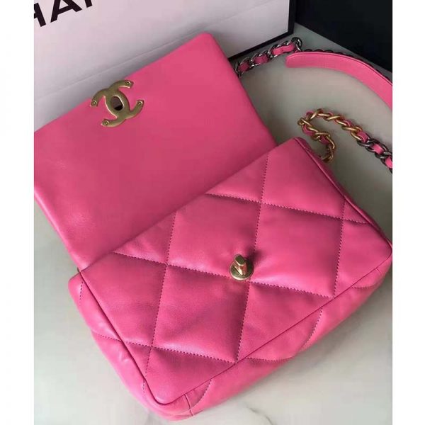 Chanel Women 19 Flap Bag Lambskin Gold Silver-Tone & Ruthenium-Finish Metal Pink (2)