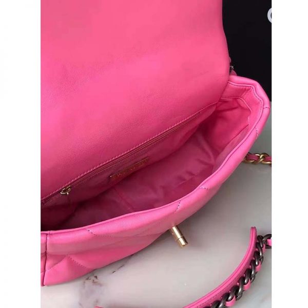 Chanel Women 19 Flap Bag Lambskin Gold Silver-Tone & Ruthenium-Finish Metal Pink (3)