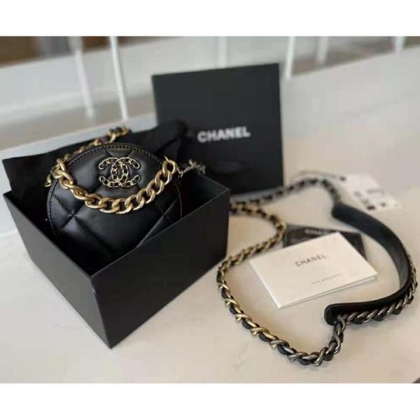 Chanel Women Chanel 19 Clutch with Chain Lambskin Gold Silver-Tone & Ruthenium Black (2)