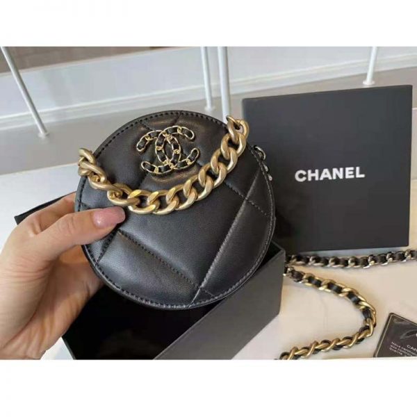 Chanel Women Chanel 19 Clutch with Chain Lambskin Gold Silver-Tone & Ruthenium Black (3)