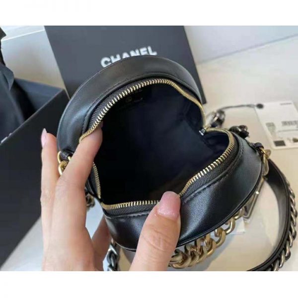 Chanel Women Chanel 19 Clutch with Chain Lambskin Gold Silver-Tone & Ruthenium Black (8)