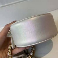 Chanel Women Chanel 19 Clutch with Chain Lambskin Gold Silver-Tone Ruthenium White Chain Lambskin Gold Silver-Tone Ruthenium White (3)