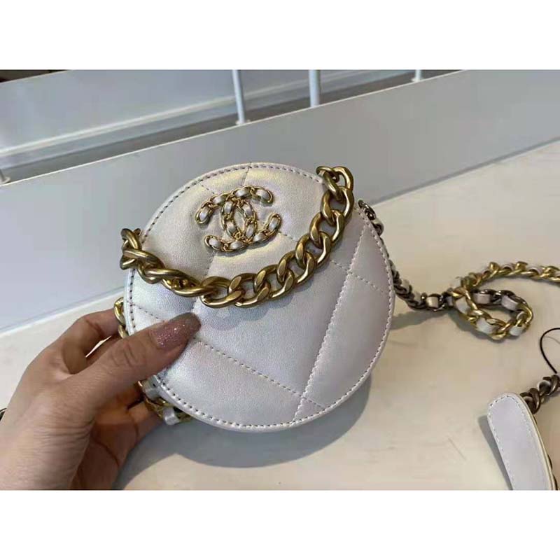 Chanel White Quilted Calfskin Small 19 Flap Gold And Silver Hardware, 2021  Available For Immediate Sale At Sotheby's