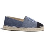 Espadrilles Chanel pour femme en denim bleu et noir
