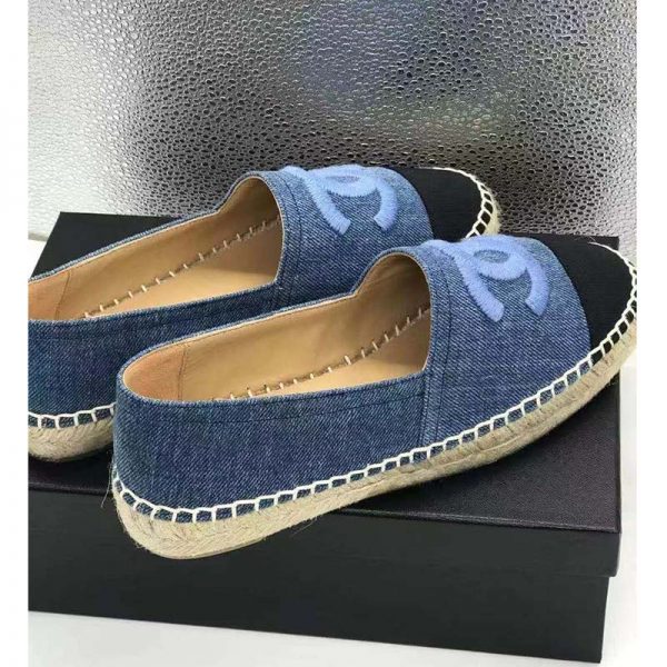 Chanel Women Espadrilles Denim Blue & Black (4)