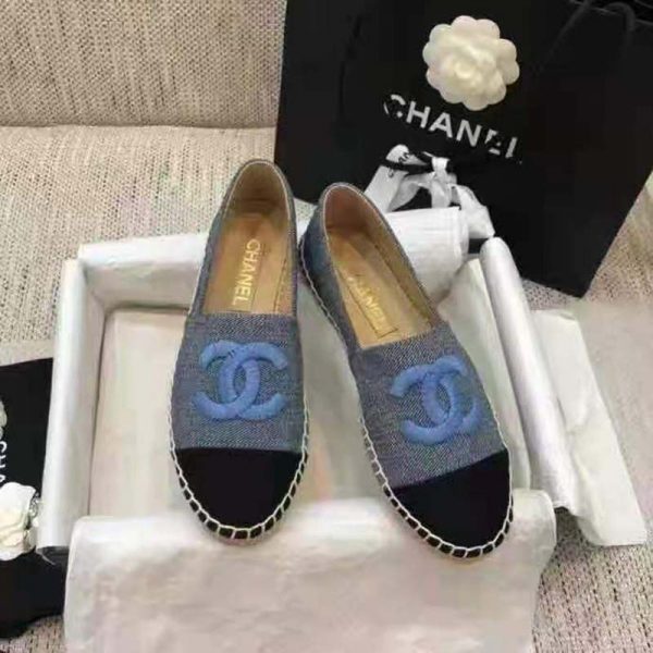 Chanel Women Espadrilles Denim Blue & Black (6)