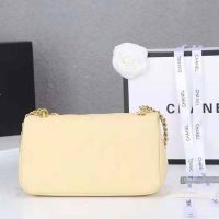 Chanel Women Flap Bag Shiny Lambskin & Gold-Tone Metal Yellow