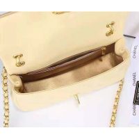 Chanel Women Flap Bag Shiny Lambskin & Gold-Tone Metal Yellow