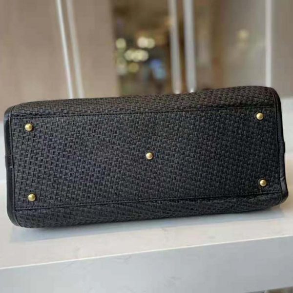 Chanel Women Large Shopping Bag Straw Calfskin & Gold-Tone Metal Black (2)