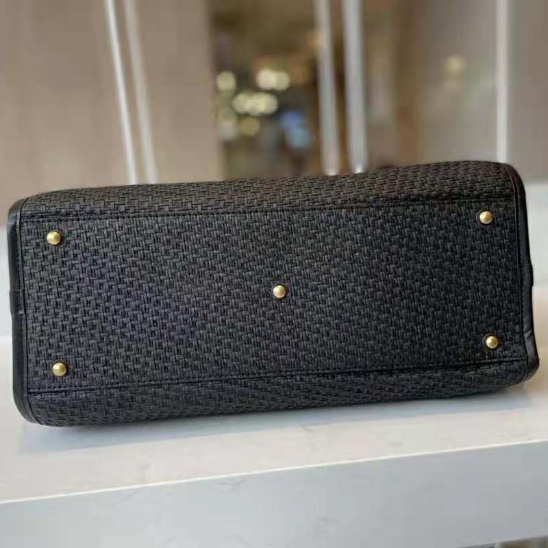 Chanel Women Large Shopping Bag Straw Calfskin & Gold-Tone Metal Black -  LULUX