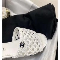 Chanel Women Mules Shiny Braided Goatskin White 4.5 cm Heel