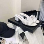 Chanel Women Mules Shiny Braided Goatskin White 4.5 cm Heel – Image 2