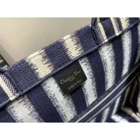 Dior Women Book Tote Blue D-Stripes ‘Christian Dior’ Embroidery