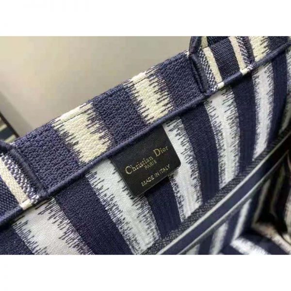 Dior Women Book Tote Blue D-Stripes ‘Christian Dior’ Embroidery (1)