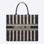Dior Women Book Tote Blue D-Stripes 'Christian Dior' Embroidery