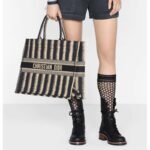 Dior Women Book Tote Blue D-Stripes 'Christian Dior' Embroidery - Imagen 12