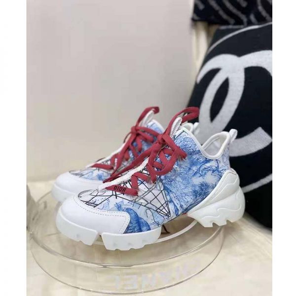 Dior Women D-Connect Sneaker Blue Technical Fabric with Dior Around the World Print (7)