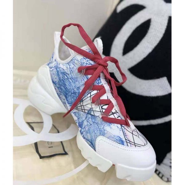 Dior Women D-Connect Sneaker Blue Technical Fabric with Dior Around the World Print (8)