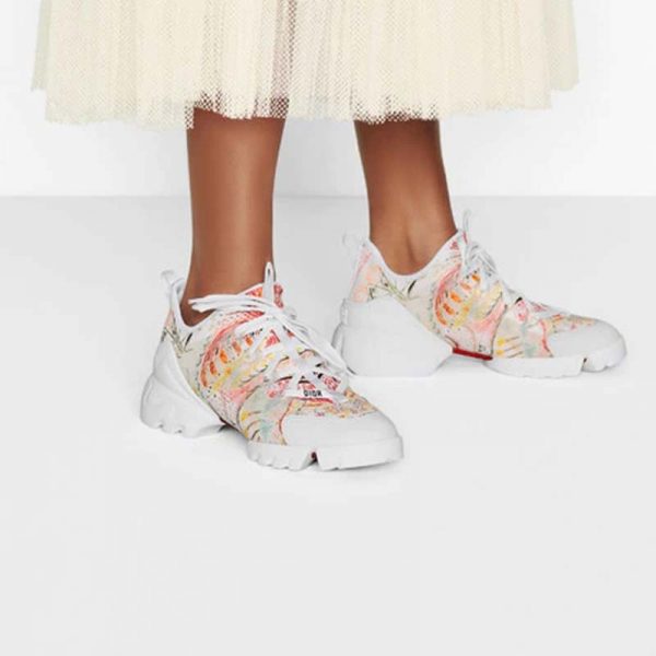 Dior Women D-Connect Sneaker White Technical Fabric with Dior In Heart Lights Print (2)