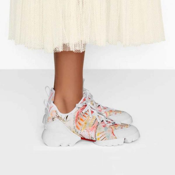 Dior Women D-Connect Sneaker White Technical Fabric with Dior In Heart Lights Print (3)