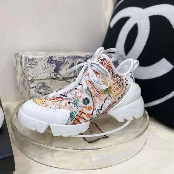 Dior Women D-Connect Sneaker White Technical Fabric with Dior In Heart Lights Print (4)