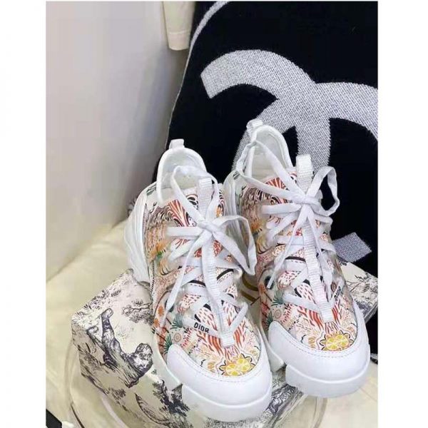 Dior Women D-Connect Sneaker White Technical Fabric with Dior In Heart Lights Print (7)