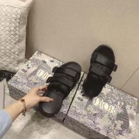 Dior Women D-Wander Slide Black Technical Fabric with Camouflage Print
