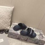 Dior Women D-Wander Slide Dark Blue Camouflage Technical Fabric – Image 3