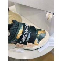 Dior Women D-Wander Sneaker Uber Cypress Green Camouflage Tie & Dior Technical Fabric