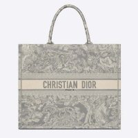 Dior Women Dior Book Tote Gray Toile De Jouy Reverse Embroidery