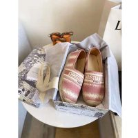 Dior Women Dior Granville Espadrille Dark Nude D-Stripes Embroidered Cotton