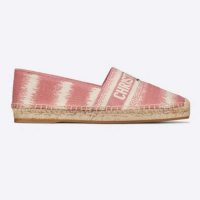 Dior Women Dior Granville Espadrille Dark Nude D-Stripes Embroidered Cotton