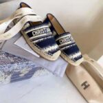 Dior Women Dior Granville Espadrille Deep Blue D-Stripes Embroidered Cotton - Image 5