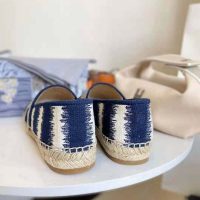 Dior Women Dior Granville Espadrille Deep Blue D-Stripes Embroidered Cotton