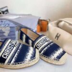 Dior Women Dior Granville Espadrille Deep Blue D-Stripes Embroidered Cotton - Image 8