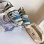 Dior Women Dior Granville Espadrille Deep Ocean Blue D-Stripes Embroidered Cotton - Image 4