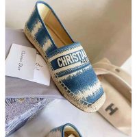 Dior Women Dior Granville Espadrille Deep Ocean Blue D-Stripes Embroidered Cotton