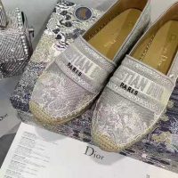 Dior Women Dior Granville Espadrille Gray Embroidered Cotton Christian Dior