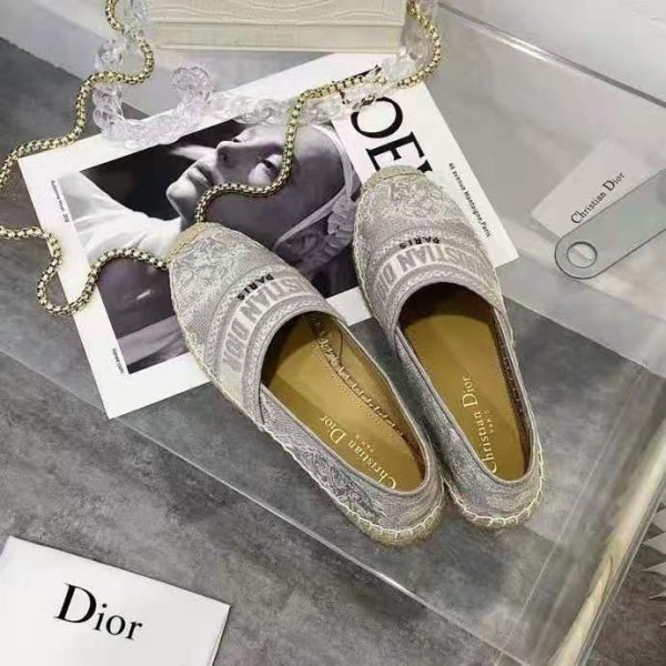 Dior Women Dior Granville Espadrille Gray Embroidered Cotton Christian Dior (8)