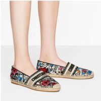 Dior Women Dior Granville Espadrille Multicolor Mille Fleurs Embroidered Cotton