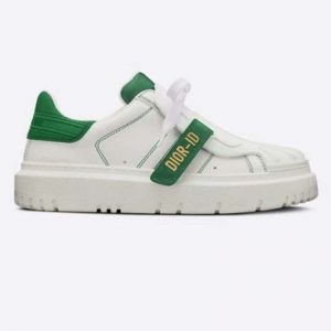 Dior Women Dior-ID Sneaker White and Green Calfskin and Rubber
