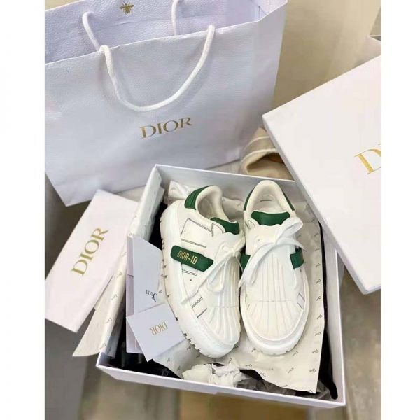 Dior Women Dior-ID Sneaker White and Green Calfskin and Rubber (2)