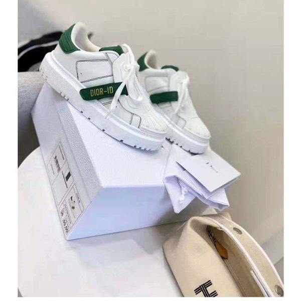Dior Women Dior-ID Sneaker White and Green Calfskin and Rubber (3)