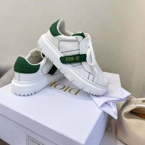 Dior Women Dior-ID Sneaker White and Green Calfskin and Rubber (7)