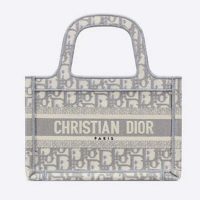 Dior Women Mini Dior Book Tote Gray Dior Oblique Embroidery
